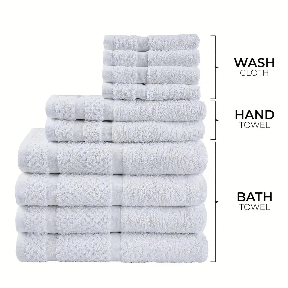 10 Piece Bath Towel Set Including Towels Hand Towels Washcloths