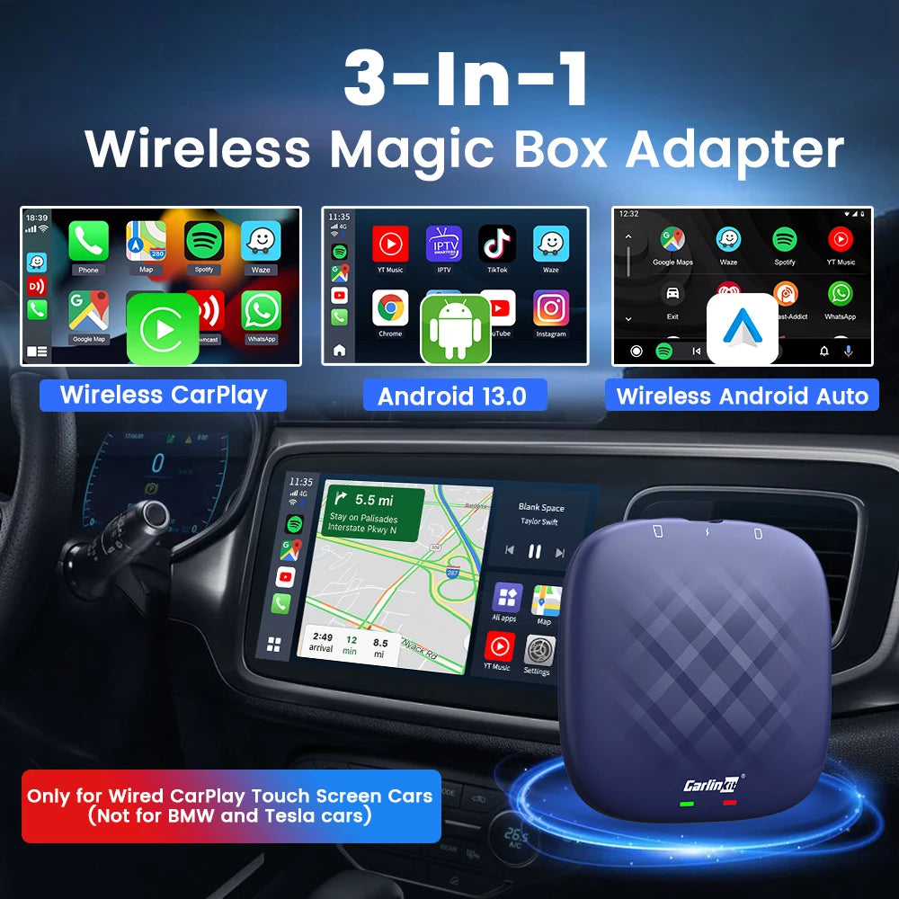 Carlinkit Android 13 CarPlay AI Box 8G128G Quad Core Wireless