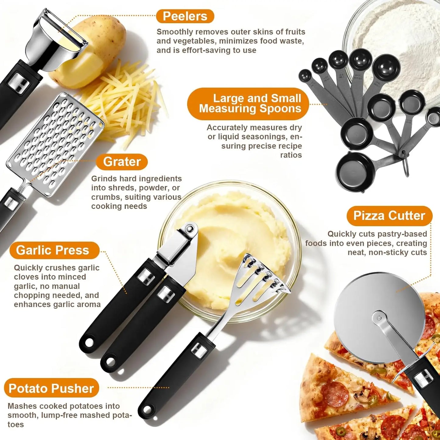XMSJ 46 Pcs Stainless Steel Kitchen Utensils Set Essential