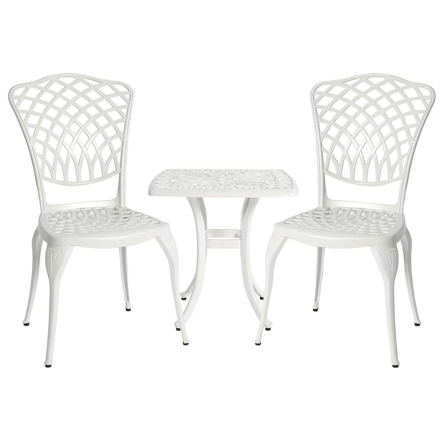 Bistro Table And Chairs Outdoor Patio Set Cast Aluminum Rose Pattern