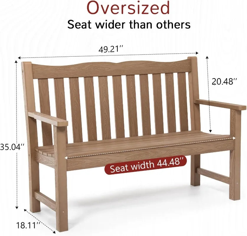 YTYIN All Weather Outdoor Bench 2 Person Poly Lumber 800lb