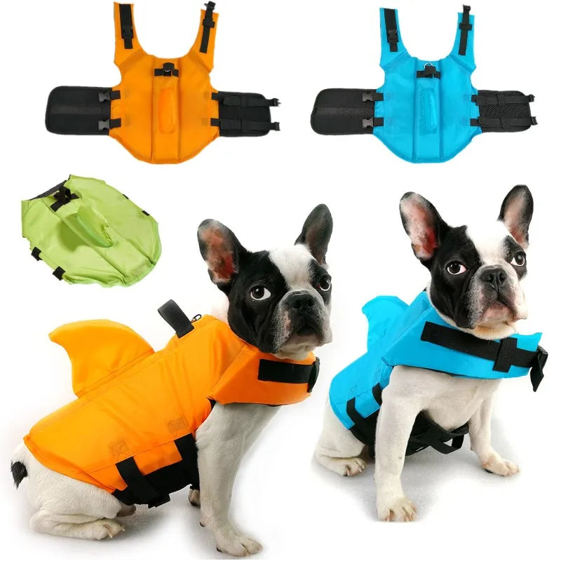 Dog Life Vest Summer Adjustable Pet Shark Swimsuit Buoyancy Jacket