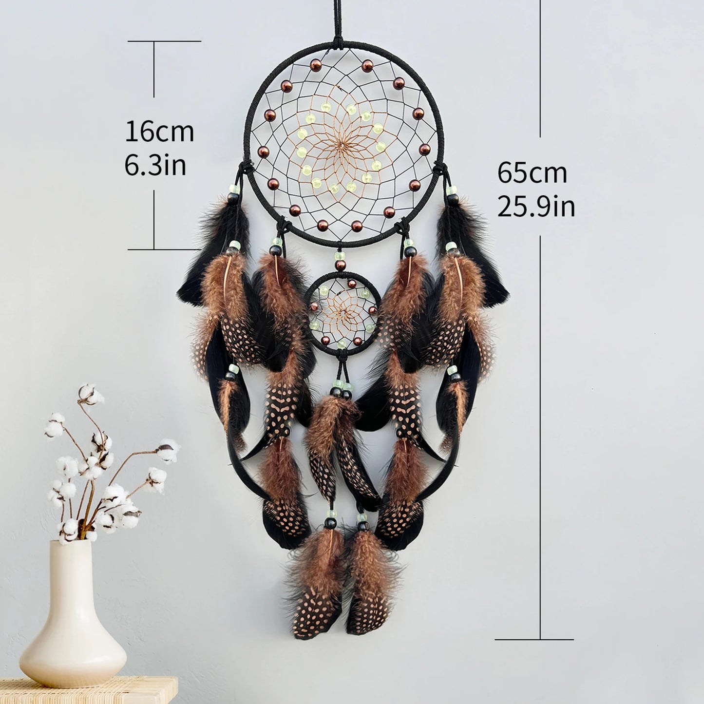 Handcrafted Dream Catcher Wall Hanging With Peacock Feathers And Beads