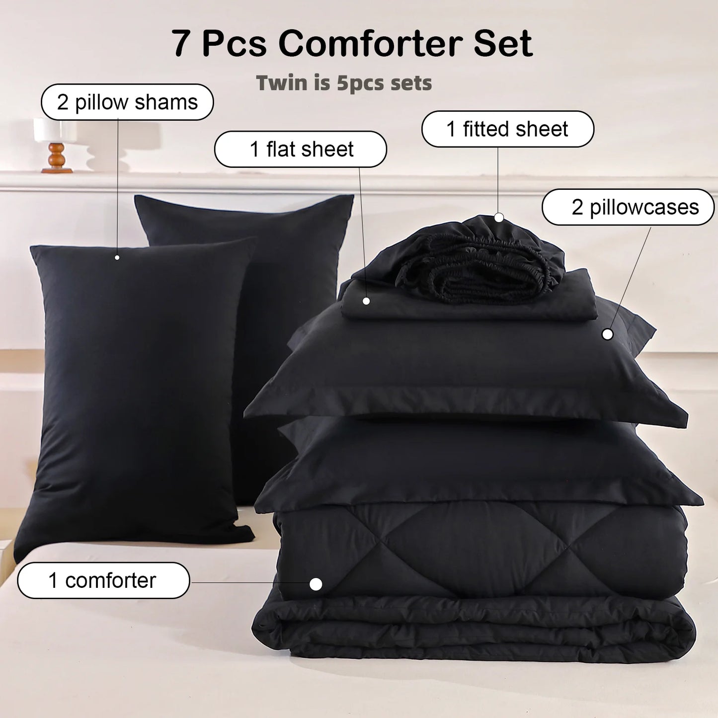 easYumCN 7 Piece Bedding Set With Comforter And Sheets