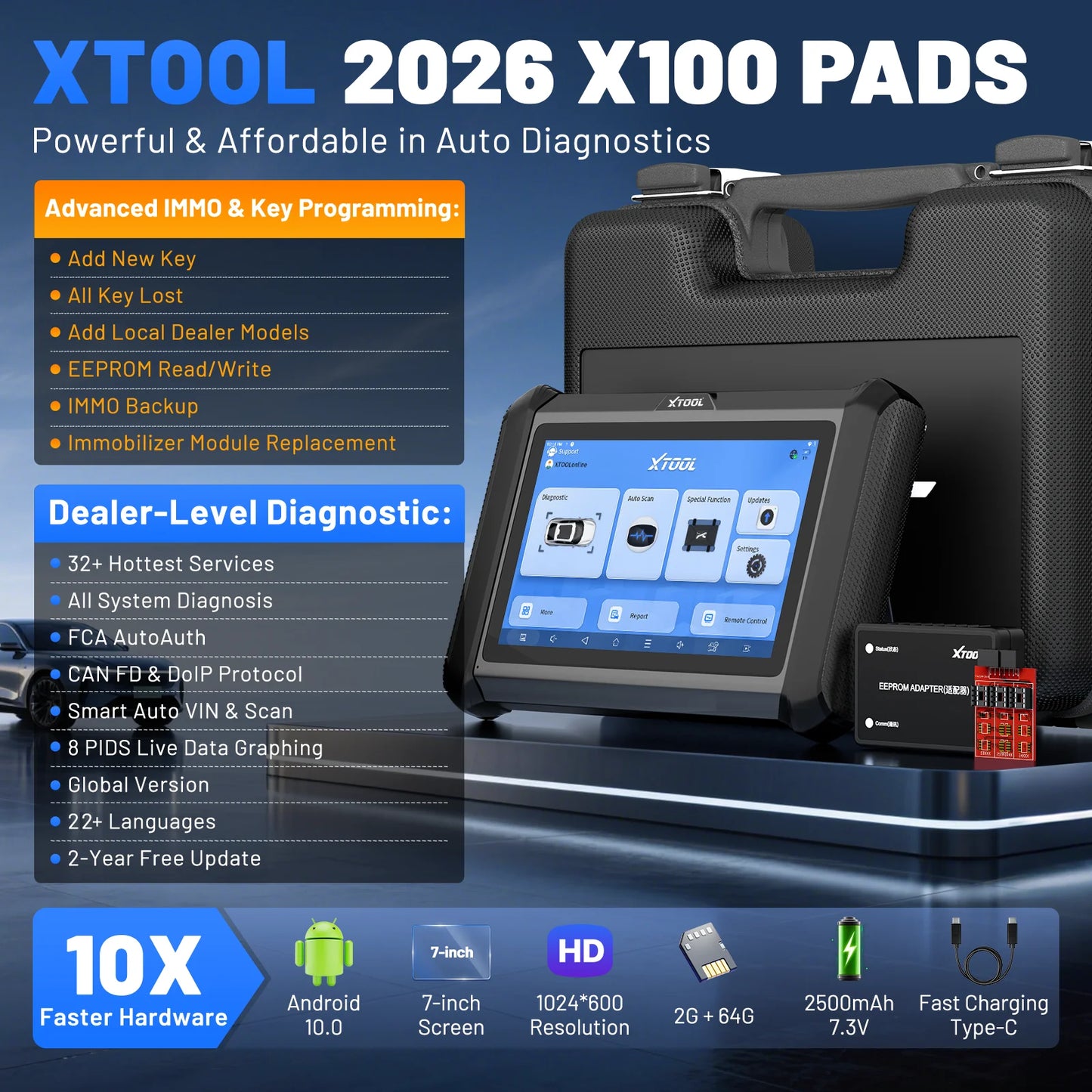 XTOOL X100PADS V2 IMMO Key Programming Tool All Keys