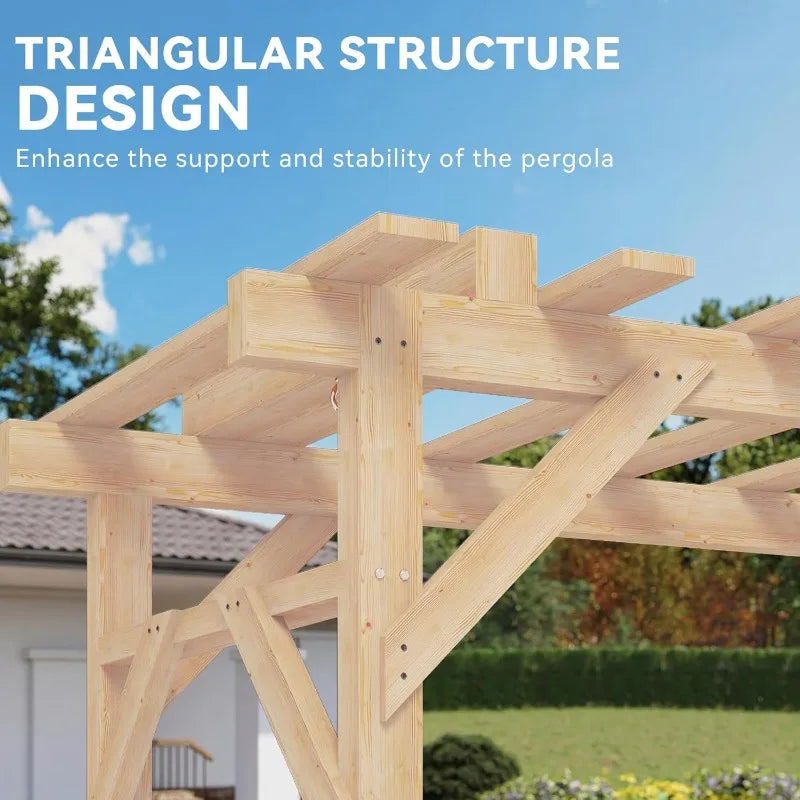 YTYIN Cedar Wood Outdoor Pergola Swing Bench With Canopy