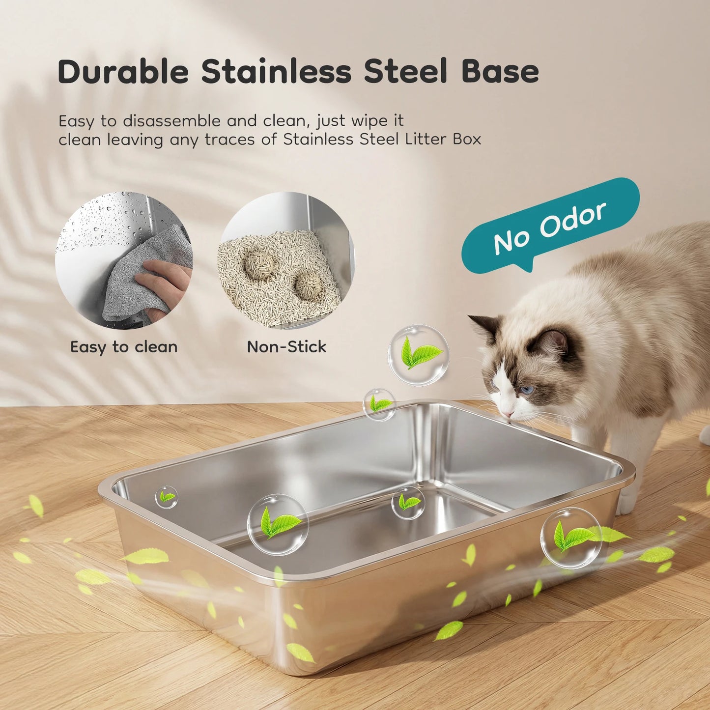 JHK Stainless Steel Cat Litter Box Enclosed For Big Cats