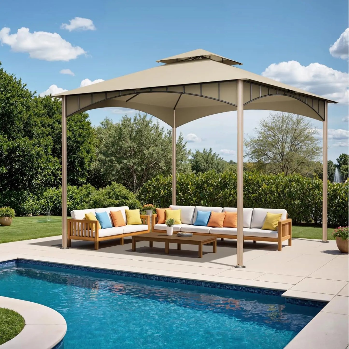 Outdoor Patio Gazebo 10x10, Heavy Duty Gazebos, Soft Top Gazebo with Metal Frame, Double Roof Canopy, Mosquito, Customized