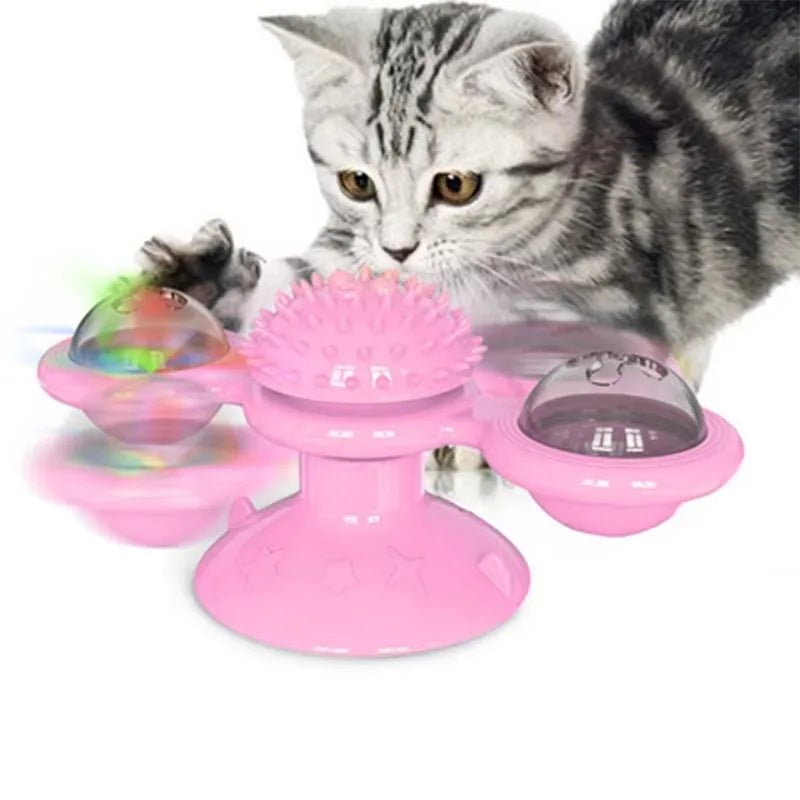 Windmill Cat Toy Interactive Puzzle Turntable Cat Game