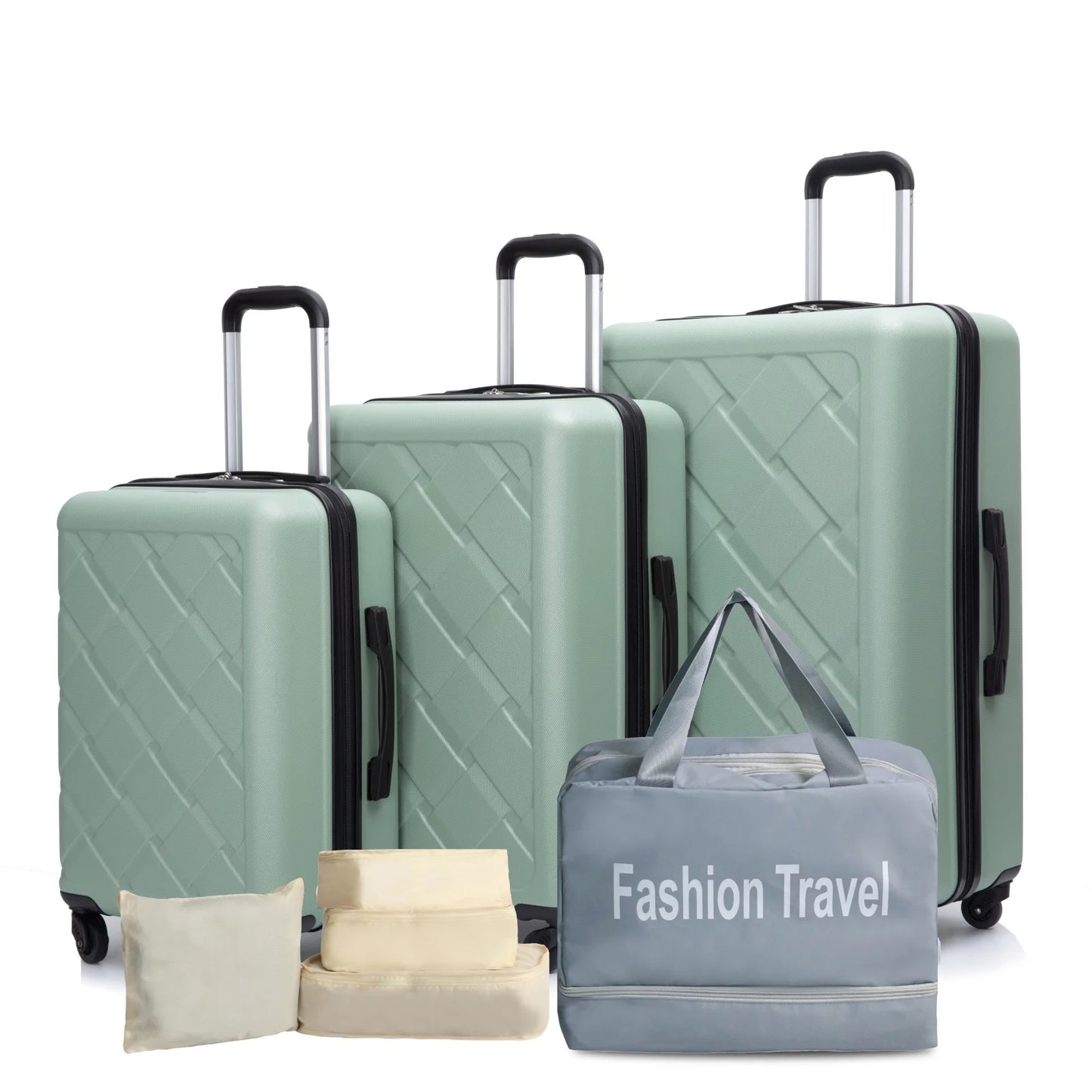 TravelhouseCN Luggage Set 3 Piece Double Spinner ABS Hard Case