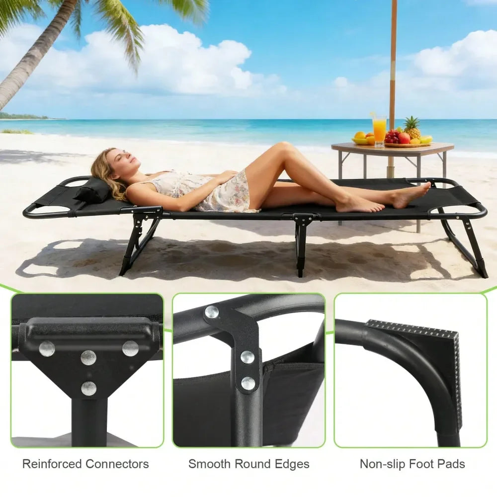 XMSJ Camping Cot With Pillow Mattress Heavy Duty Foldable Bed