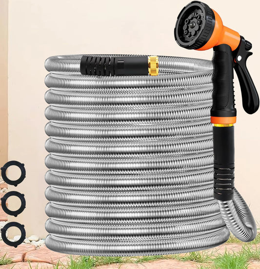 Stainless Steel Garden Hose With 10 Functions Nozzle