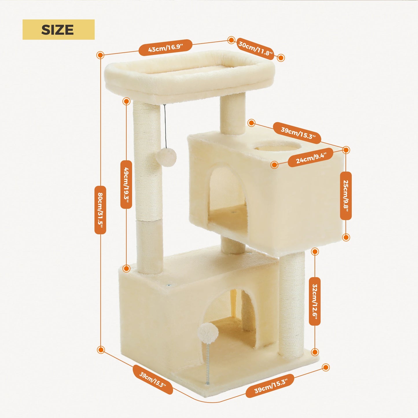 PAWZ Road Cat Tree Indoor Multi-Level Tower With Condos