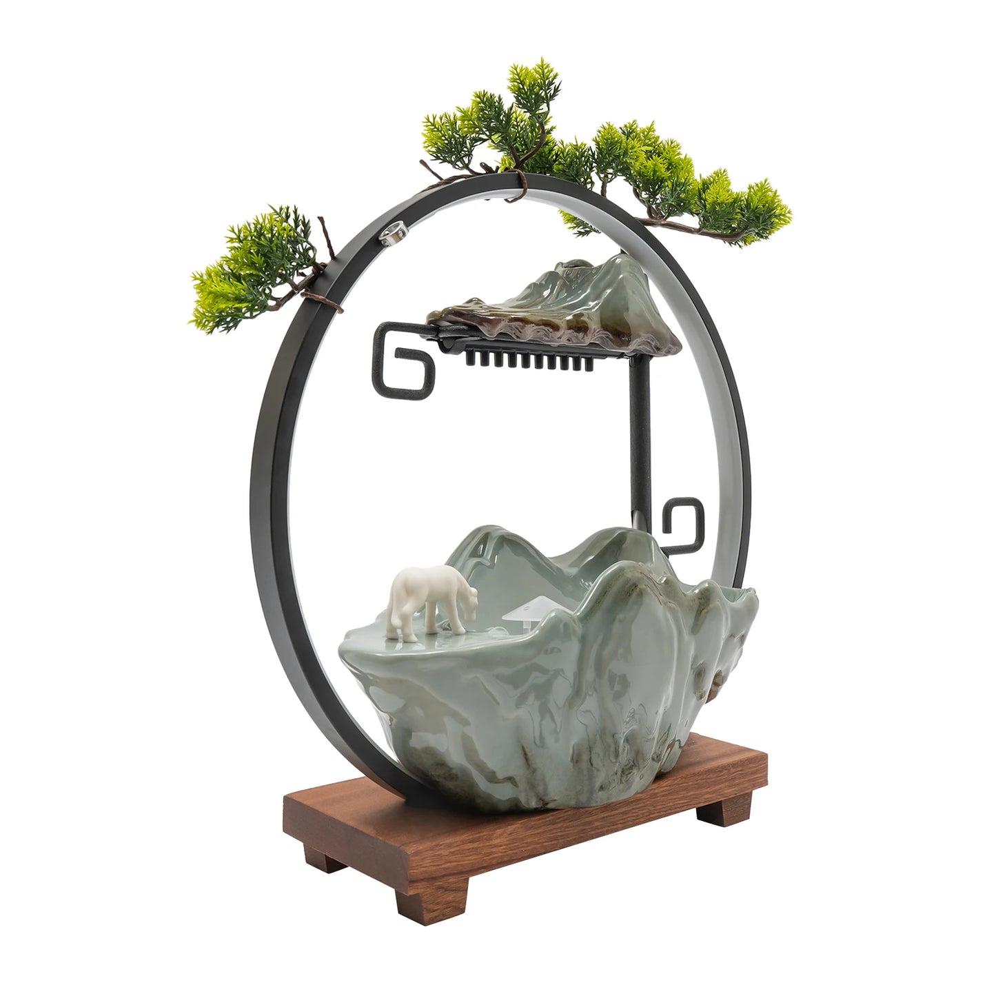 Indoor Tabletop Water Fountain With Mist Rockery Led Decor Meditation