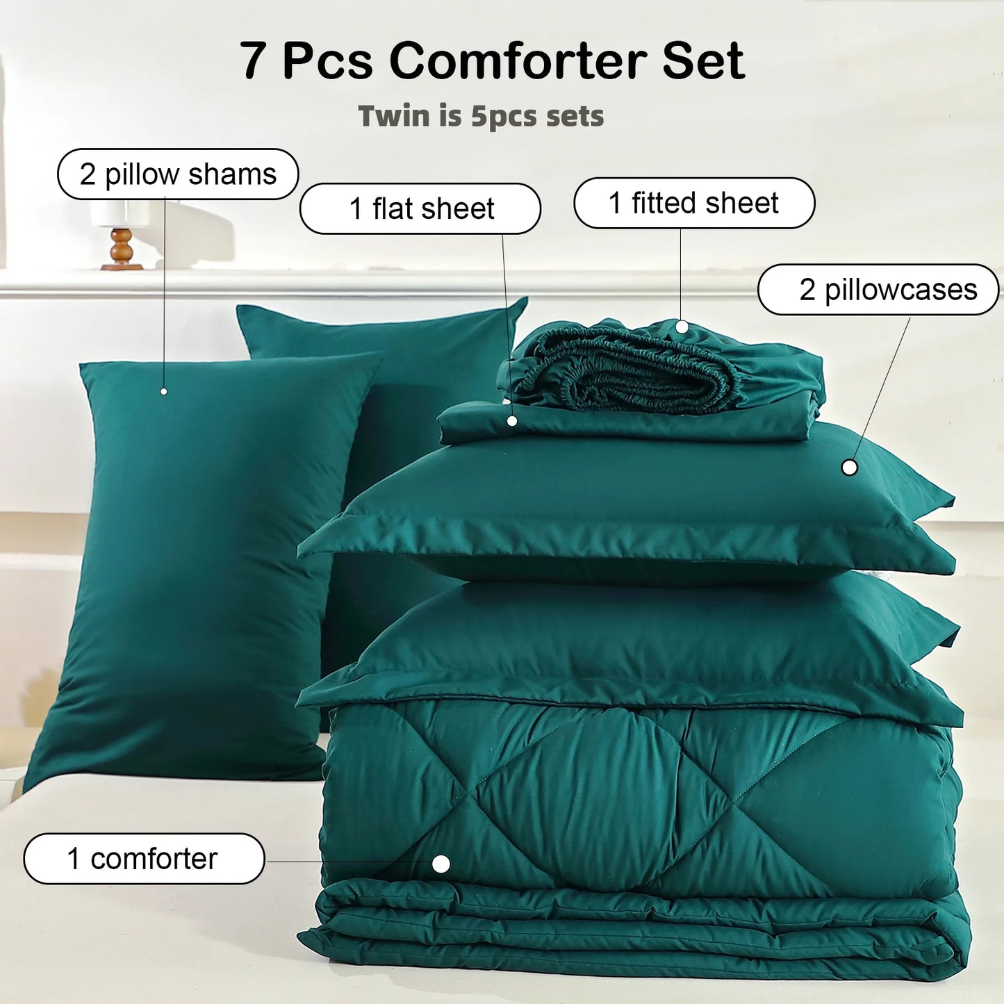easYumCN 7 Piece Bedding Set With Comforter And Sheets