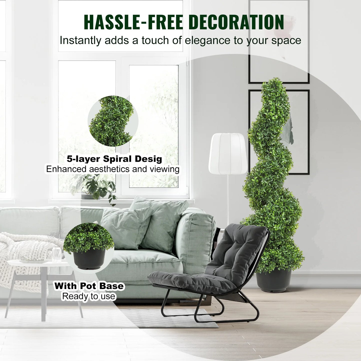 Artificial Boxwood Spiral Topiary Tower Outdoor Garden Decor