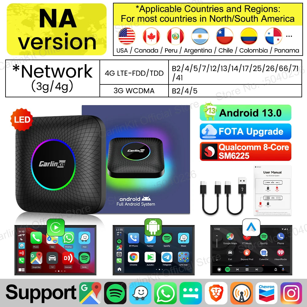 Carlinkit Android 13 CarPlay AI Box 8G128G Quad Core Wireless