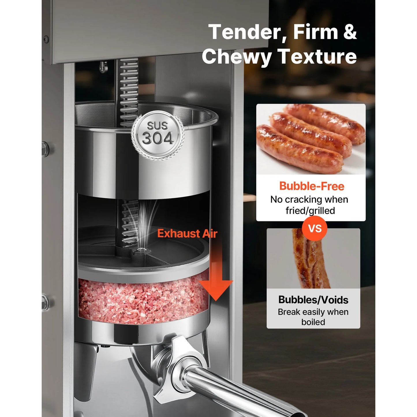 VEVOR Electric Sausage Stuffer Stainless Steel Stepless Speed Control