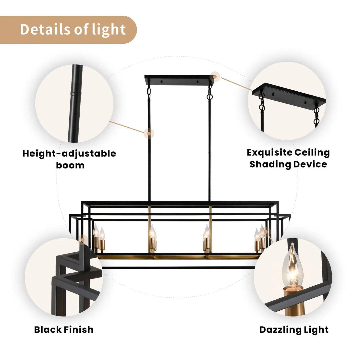 LovingC Retro Industrial Chandelier Pendant Lighting for Dining and Kitchen