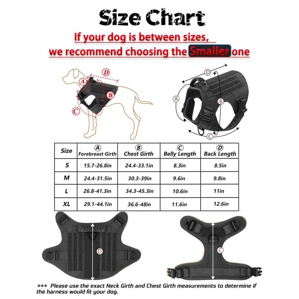 PETRAVEL Military Large Dog Harness Vest With Leash Set