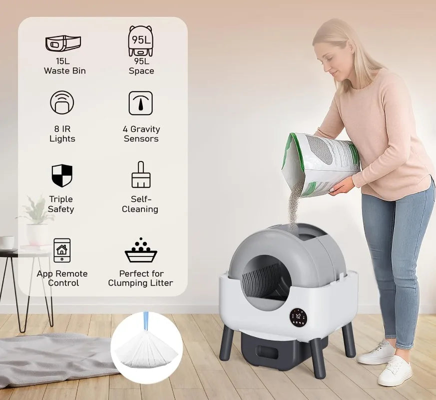 MeowWhimsy Automatic Self Cleaning Litter Box S7 For Cats