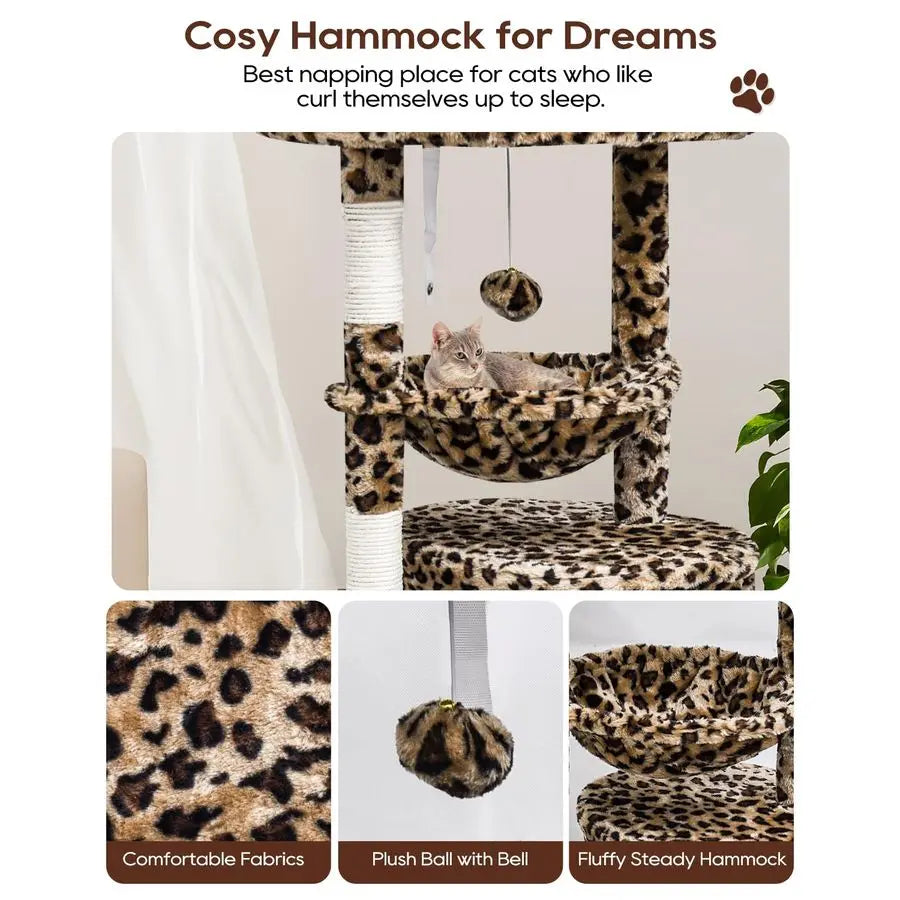 XMSJ Leopard Print Cat Tree Indoor Cat Tower