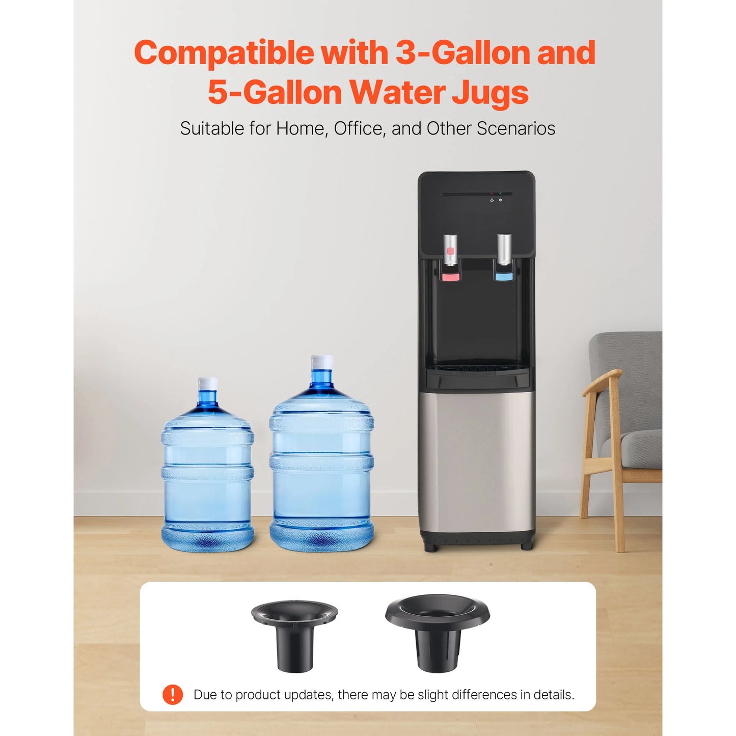 SucceBuy Top Loading Water Cooler Dispenser Hot Cold Stainless Steel