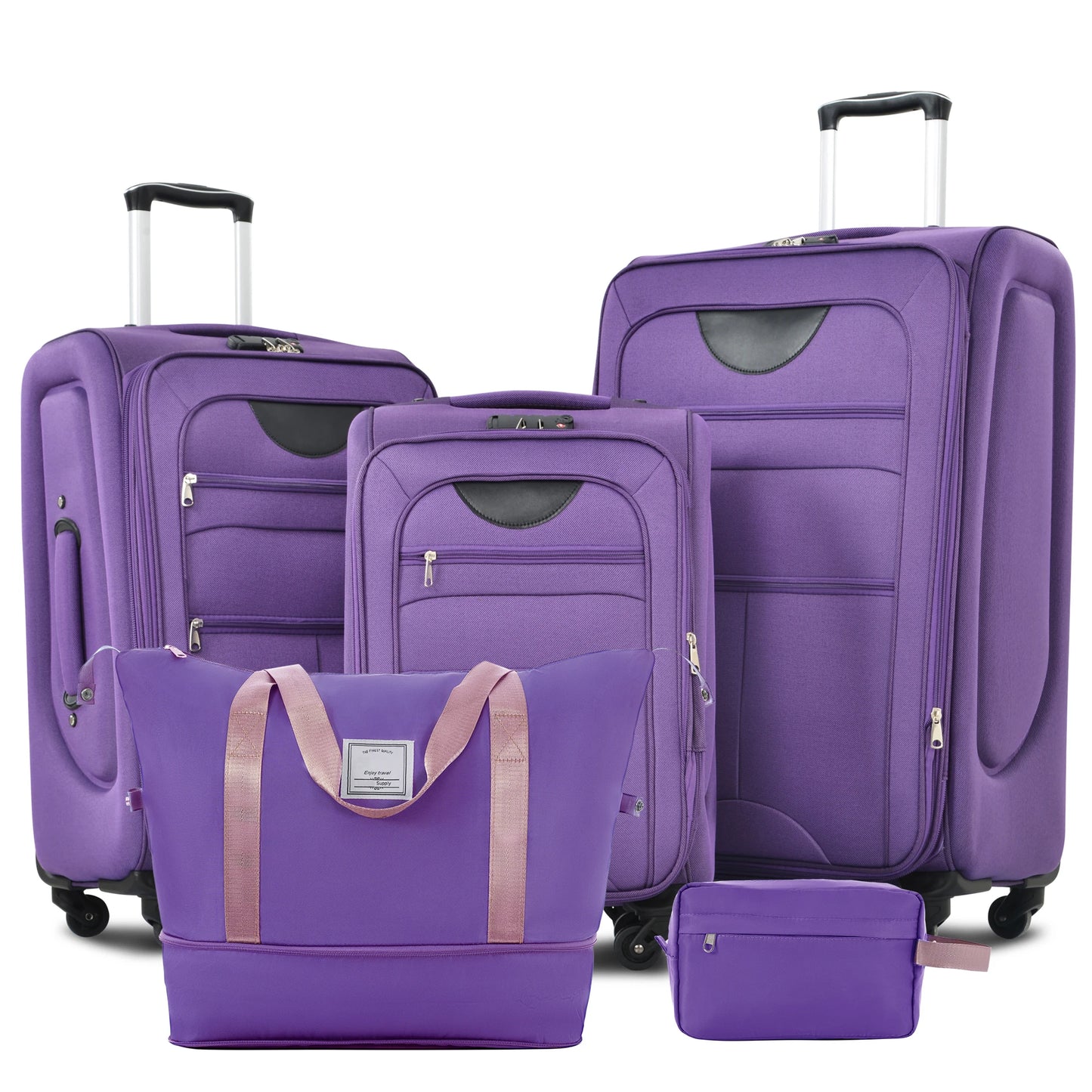 NONECN Softside Luggage Expandable 5 Piece Set Duffel Bag