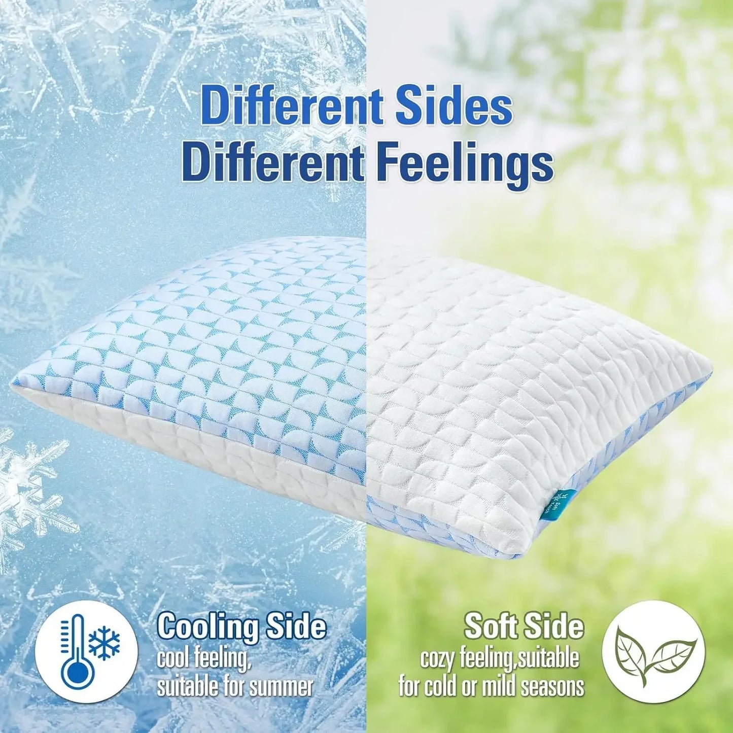 NONECN Shredded Memory Foam Pillows 2 Pack for Side Sleep