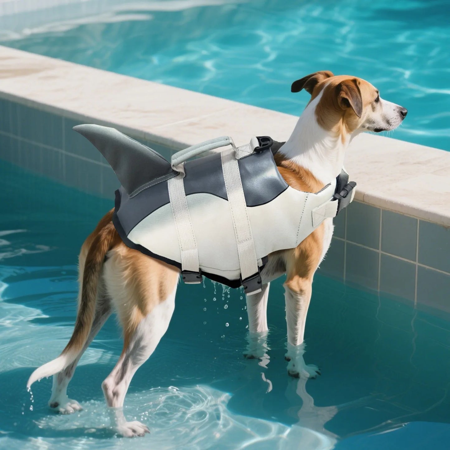 Dog Life Jacket Buoyant Vest With Handle For Swimming