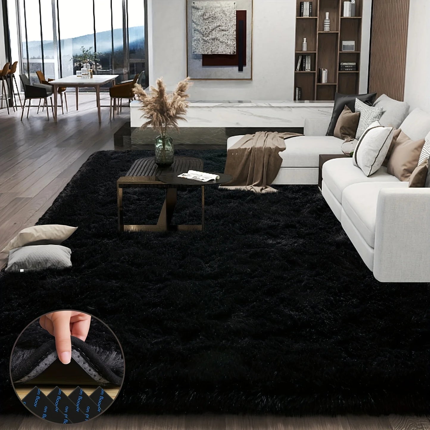Geometric Plush Polyester Area Rug for Living Room and Bedroom