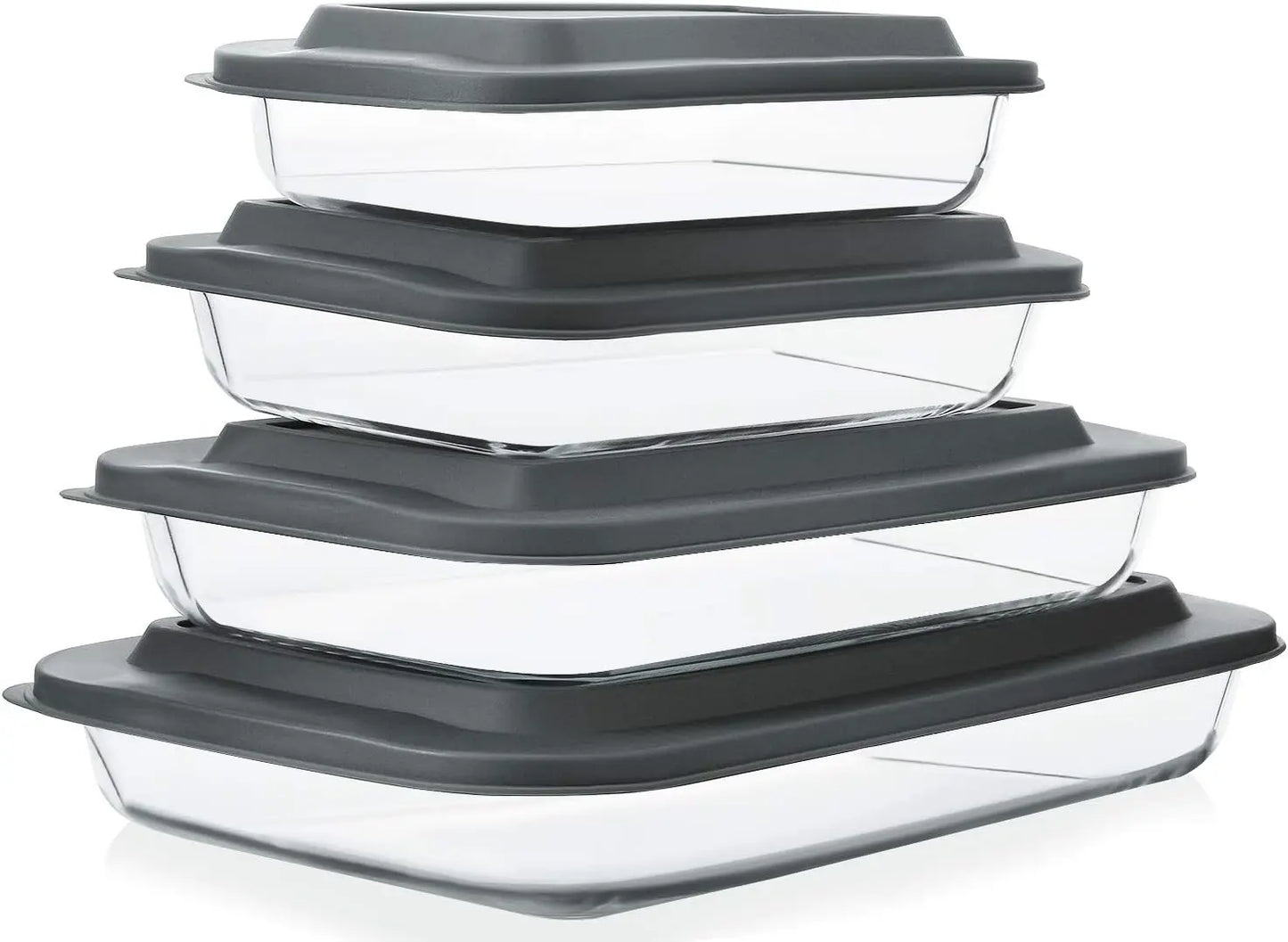 Borosilicate Glass Bakeware Set With Lids Freezer To Oven Safe