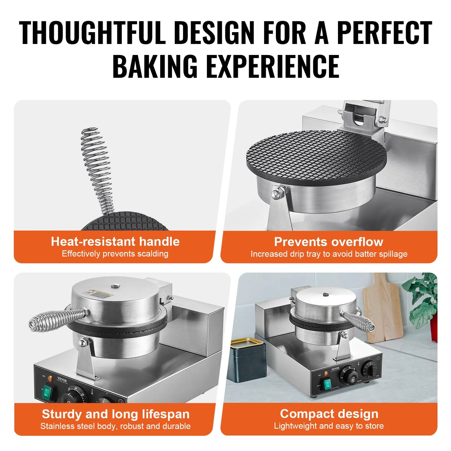 VEVOR Electric Ice Cream Cone Maker With Temperature Control