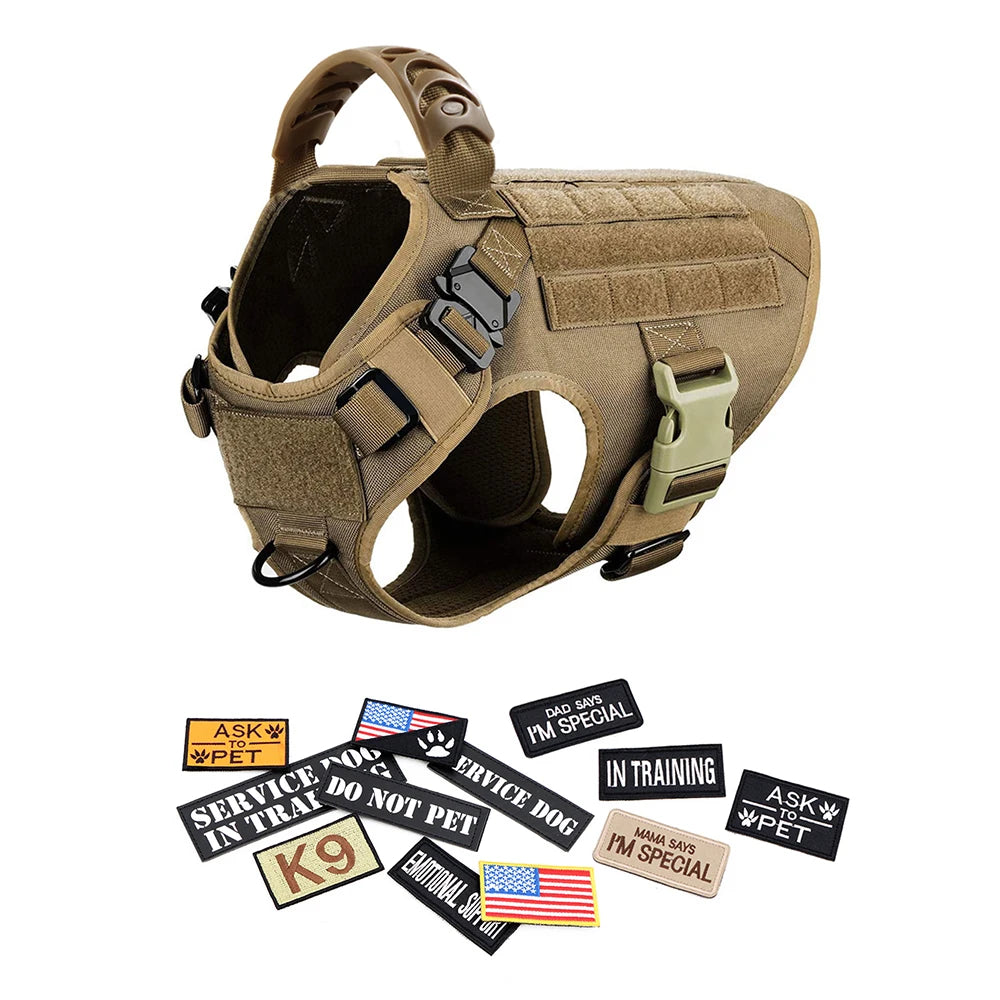 PETRAVEL Military Large Dog Harness Vest With Leash Set