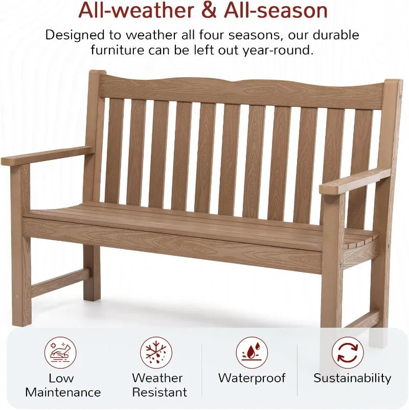 YTYIN All Weather Outdoor Bench 2 Person Poly Lumber 800lb