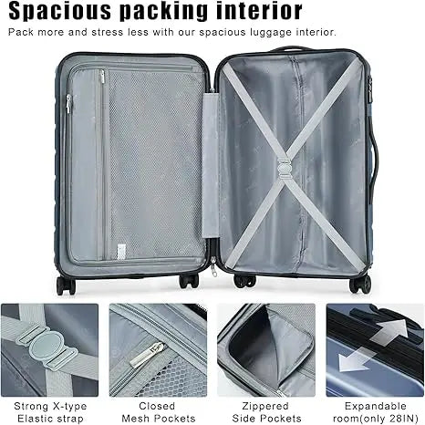 NONECN 4-Piece ABS Hardside Spinner Luggage Set With Cosmetic Bag