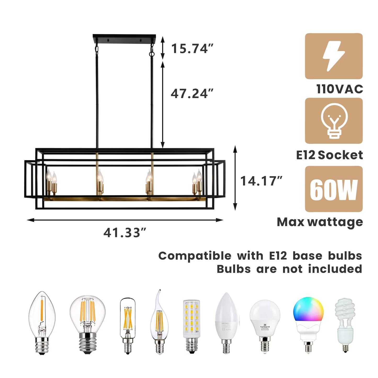 LovingC Retro Industrial Chandelier Pendant Lighting for Dining and Kitchen