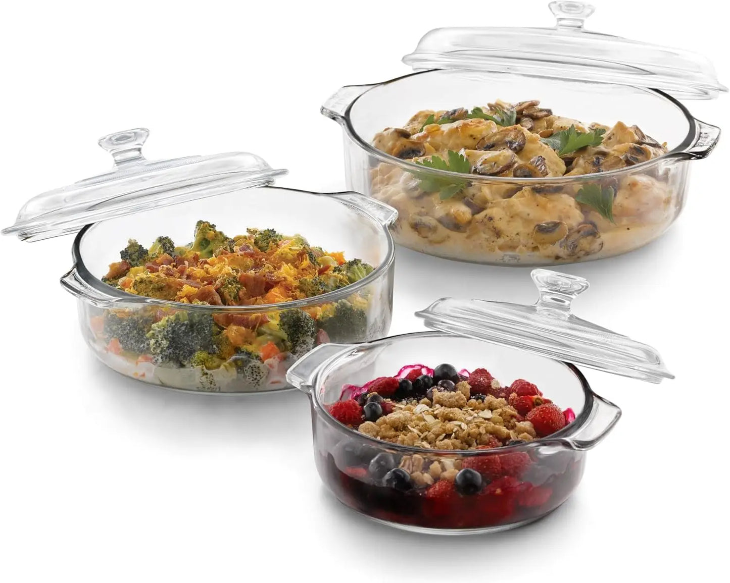 Glass Casserole Baking Dish Set With Lids Oven Safe