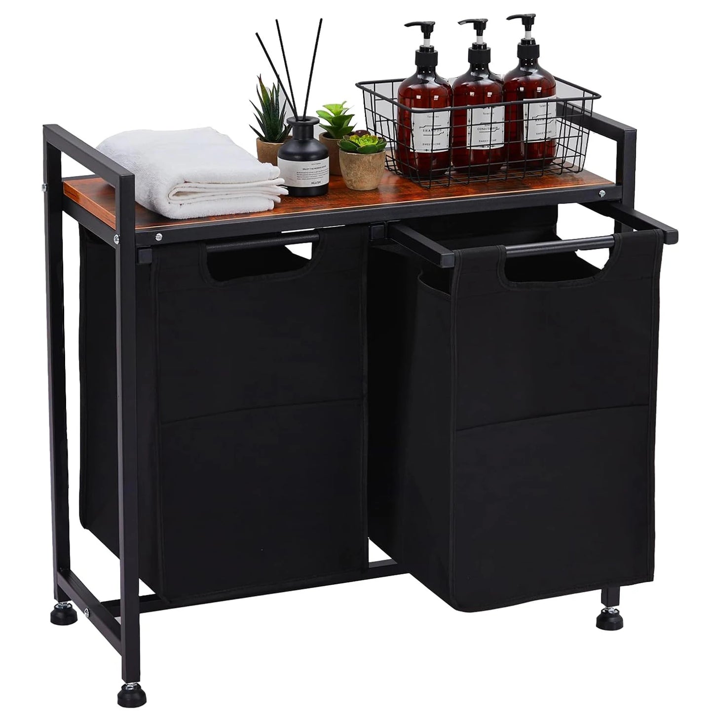 StudysetCN 2-Section Laundry Hamper With Removable Bag Top Shelf