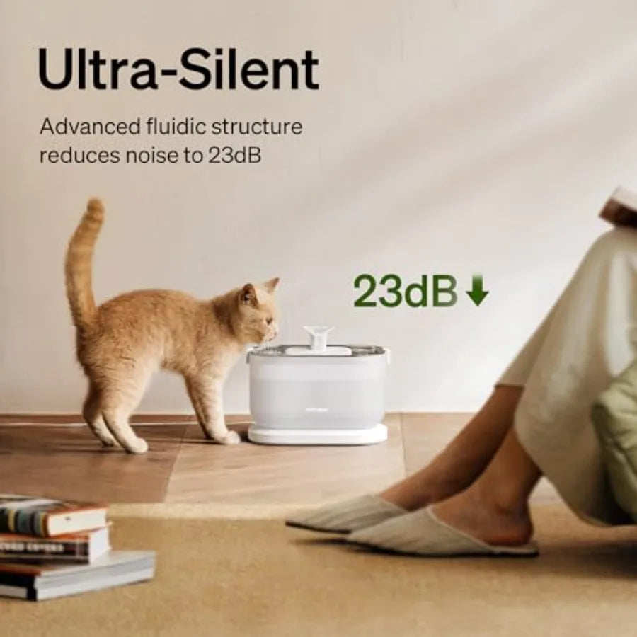 Cat Water Fountain Wireless Pump Ultra Quiet Pet Dispenser