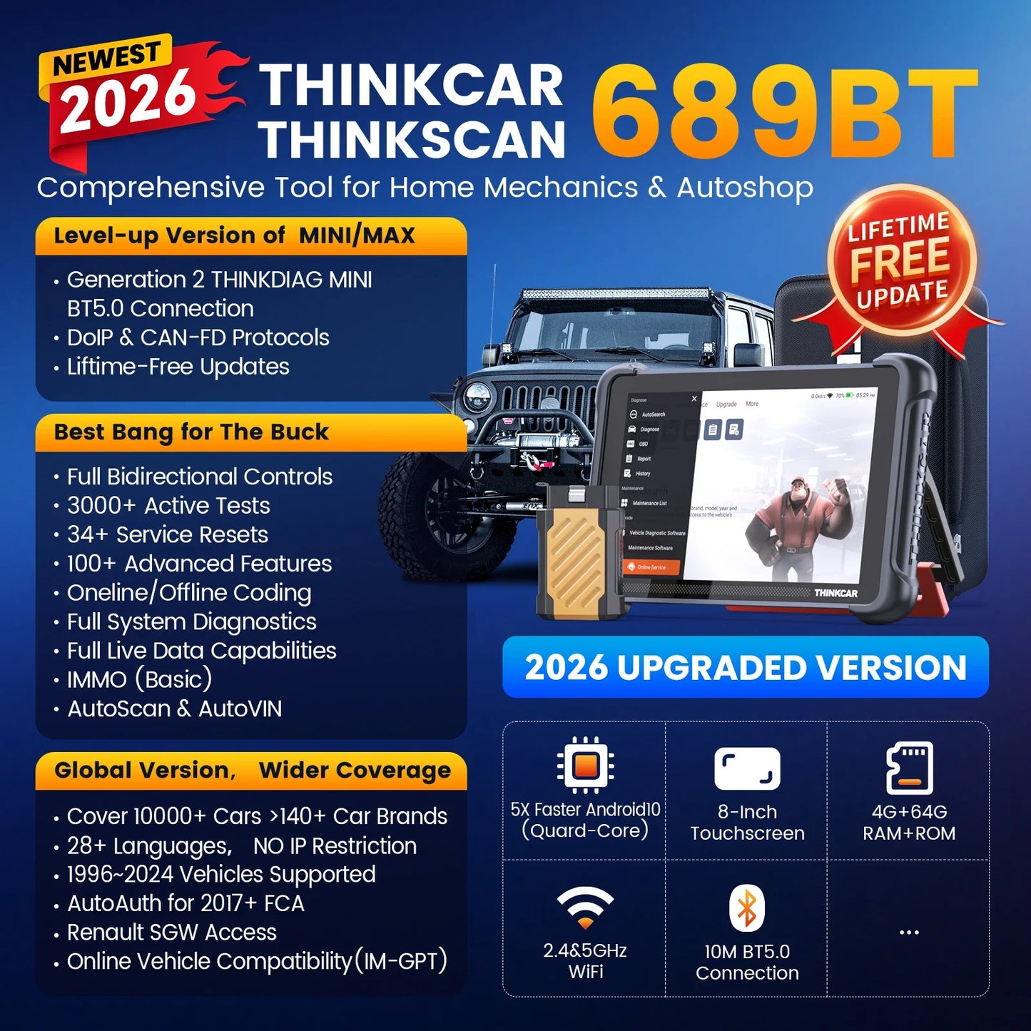 Thinkcar Thinkscan 689BT Key Programming Diagnostic OBD2 CANFD DOIP